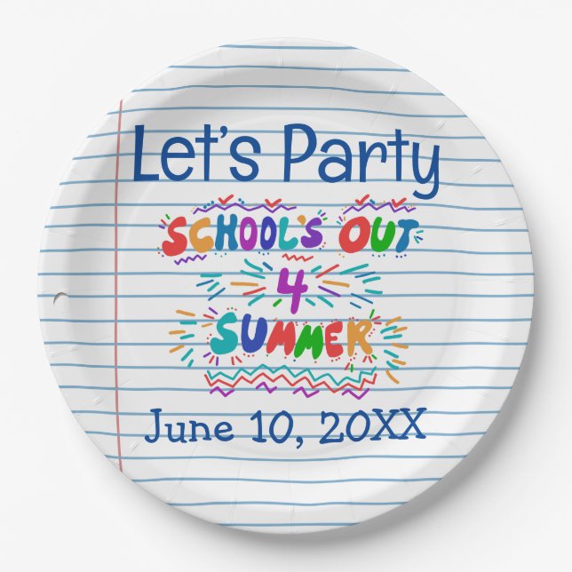 School’s Out Loose Leaf Paper Plate (Front)