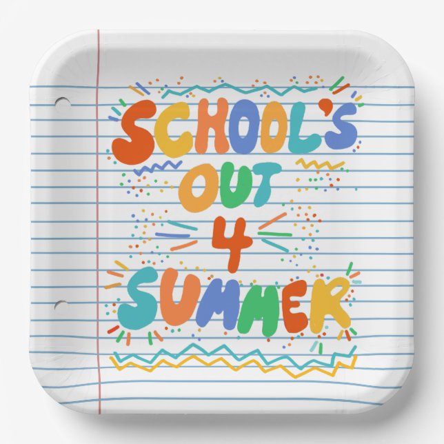 School’s Out Loose Leaf Paper Plate (Front)