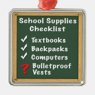 School Safety Supplies Checklist Metal Ornament