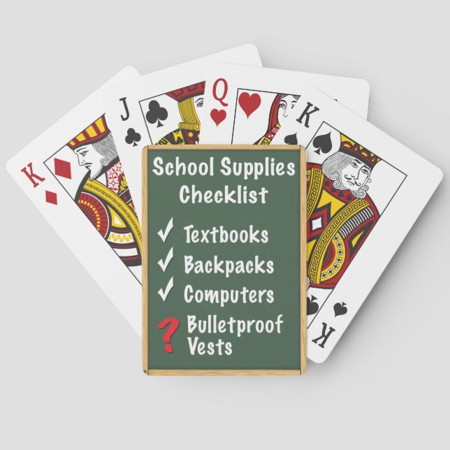 School Safety Supplies Checklist Playing Cards (Back)