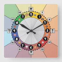 School Schedule Clock for Children (Square)