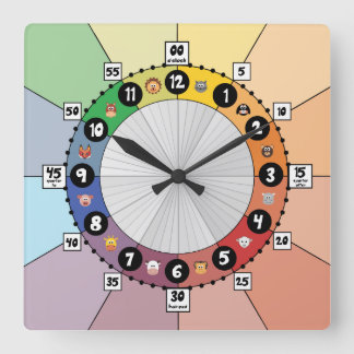School Schedule Clock for Children (Square)