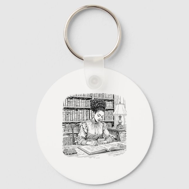 School Scholar Black Intelligence African Libraria Key Ring (Front)