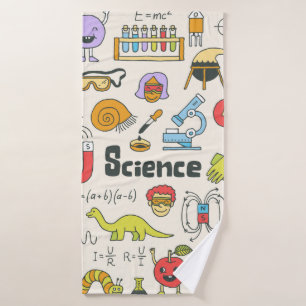 School science doodle set 1. Hand drawn vintage il Bath Towel
