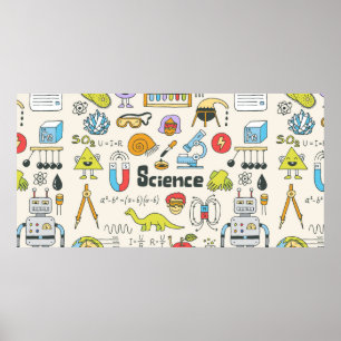 School science doodle set 1. Hand drawn vintage il Poster
