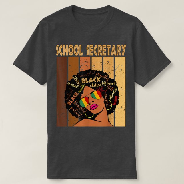 School Secretary Afro African American Black Histo T-Shirt (Design Front)