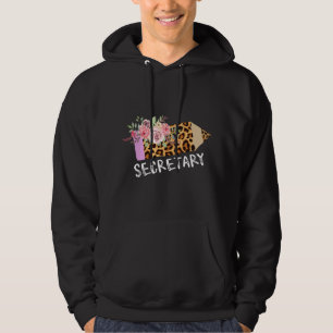 School Secretary Back To School Leopard Print Penc Hoodie