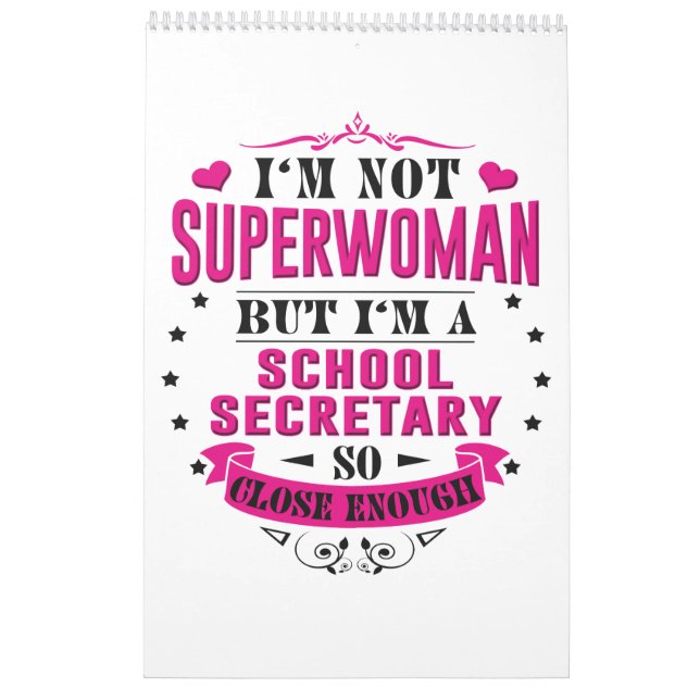 School Secretary Calendar Funny Gift for Women Men (Back)