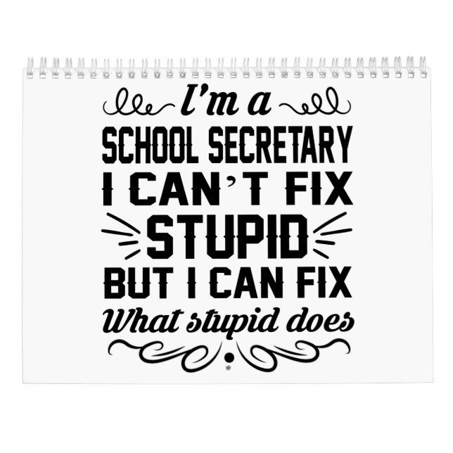 School Secretary Calendar Funny Gift for Women Men (Back)