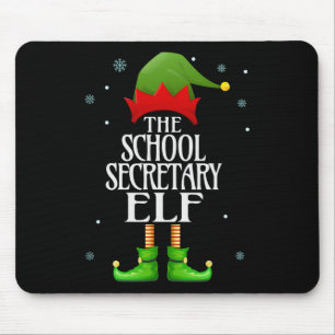 School Secretary Elf Xmas Funny Family Matching Ch Mouse Pad