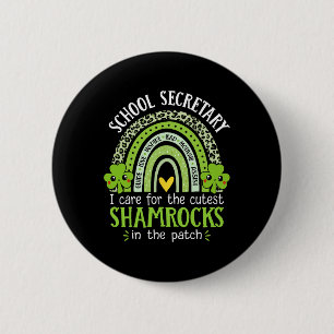 School Secretary St Patricks Day Cute Shamrocks Se 6 Cm Round Badge