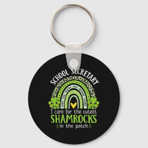 School Secretary St Patricks Day Cute Shamrocks Se Key Ring