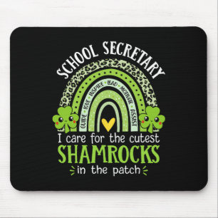 School Secretary St Patricks Day Cute Shamrocks Se Mouse Pad