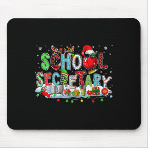 School Secretary Xmas Leopard Plaid Santa Reindeer Mouse Pad