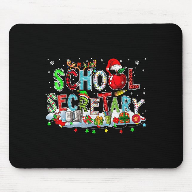 School Secretary Xmas Leopard Plaid Santa Reindeer Mouse Pad (Front)