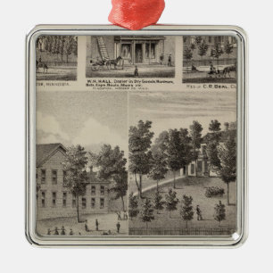 School, Seminary, Residences, Minnesota Metal Tree Decoration