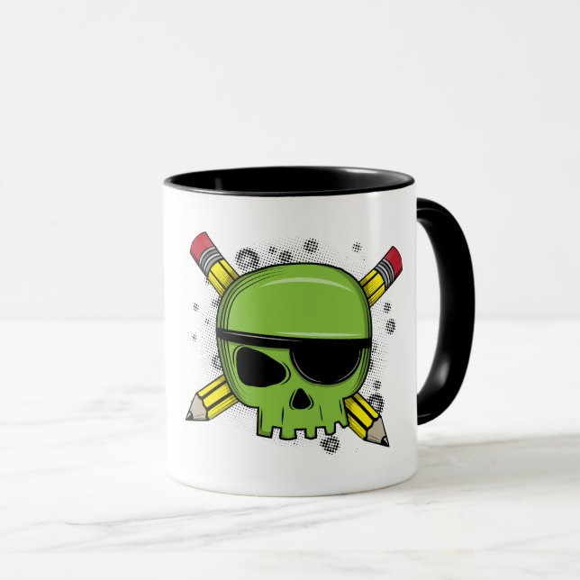 School Skull Crossed Pencils Essential for School Mug (Front Right)
