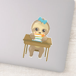 School Sloth, Cute Sloth, Baby Sloth, Books, Desk