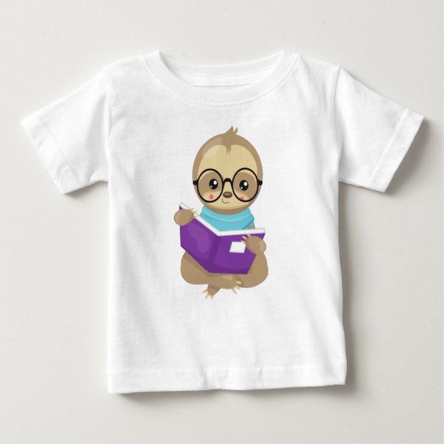 School Sloth, Cute Sloth, Baby Sloth, Eyeglasses T-Shirt (Front)