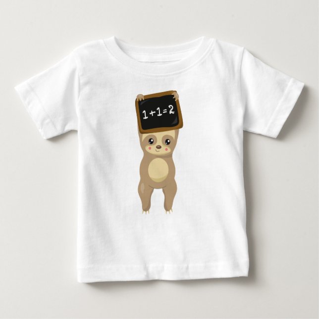School Sloth, Cute Sloth, Baby Sloth, School Board Baby T-Shirt (Front)