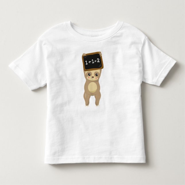 School Sloth, Cute Sloth, Baby Sloth, School Board Toddler T-Shirt (Front)