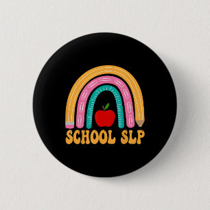 School Slp Rainbow Pencil Women Byck To School App 6 Cm Round Badge