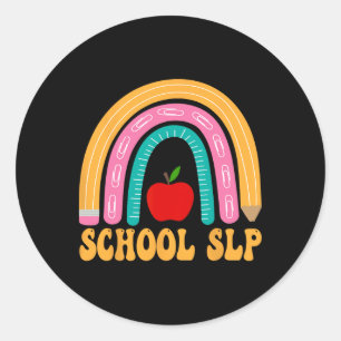 School Slp Rainbow Pencil Women Ck To School Appre Classic Round Sticker