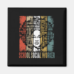 School Social Worker Afro African Women Black Hist Magnet