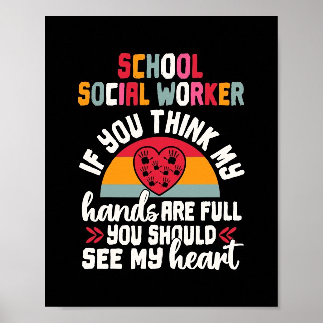 School Social Worker Appreciation Retro Sunset Poster (Front)