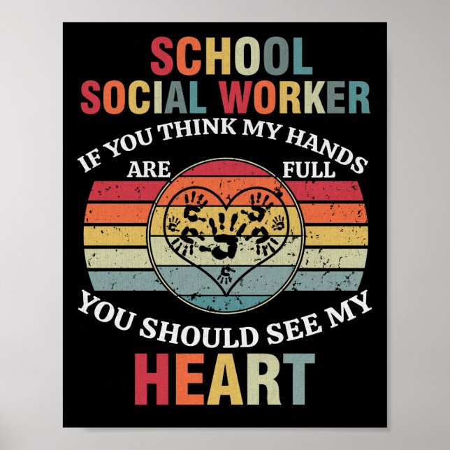 School Social Worker Appreciation Retro Sunset Poster (Front)