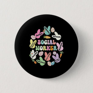 School Social Worker Bunny Funny Easter Hoppy Soci 6 Cm Round Badge