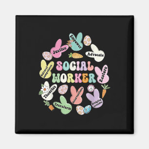 School Social Worker Bunny Funny Easter Hoppy Soci Magnet