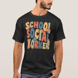 School Social Worker Groovy Retro 70s 2 T-Shirt