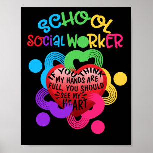 School Social Worker Heart Hand Poster