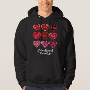 School Social Worker Hearts Valentine Valentines D Hoodie