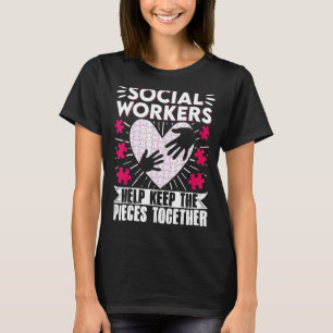 School Social Worker Month Heart Hands Puzzle Soci T-Shirt