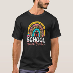 School Social Worker Rainbow Leopard Back To Schoo T-Shirt
