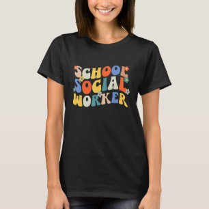 School Social Worker Retro Groovy Floral 70s T-Shirt