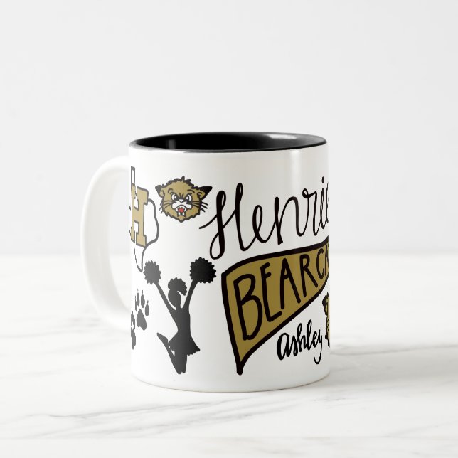 School Spirit Button Two-Tone Coffee Mug (Front Left)