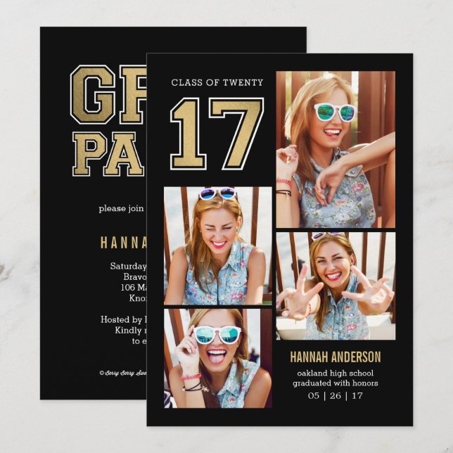 School Spirit EDITABLE COLOR Graduation Invitation (Front/Back)