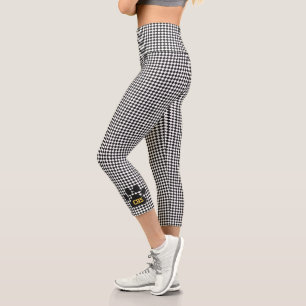 School Spirit Team Colours Paw Print Initials Chec Capri Leggings