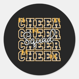 School Sport Cheerleader Cheerleading Yellow Bow C Classic Round Sticker