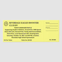 School Sports Team Fundraiser Club Yellow Raffle