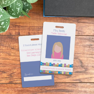 School Staff ID Badge with Big Photo