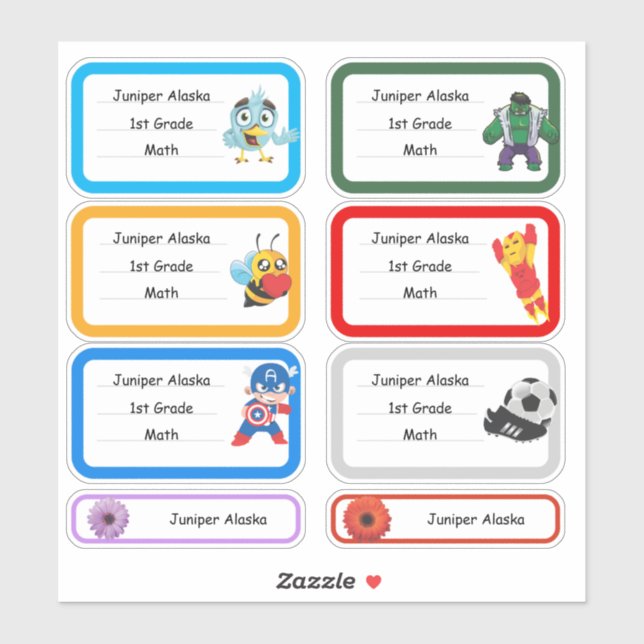 School sticker label vinyl , personalise. (Sheet)
