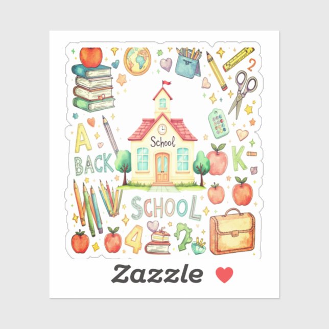 School Stickers for Kids | Classroom Icons, Books  (Sheet)