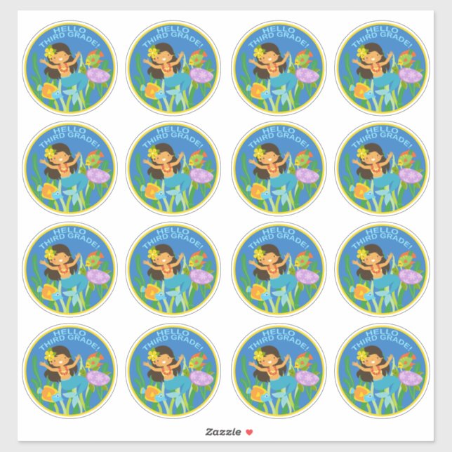 School Stickers Hello Third Grade! (Sheet)