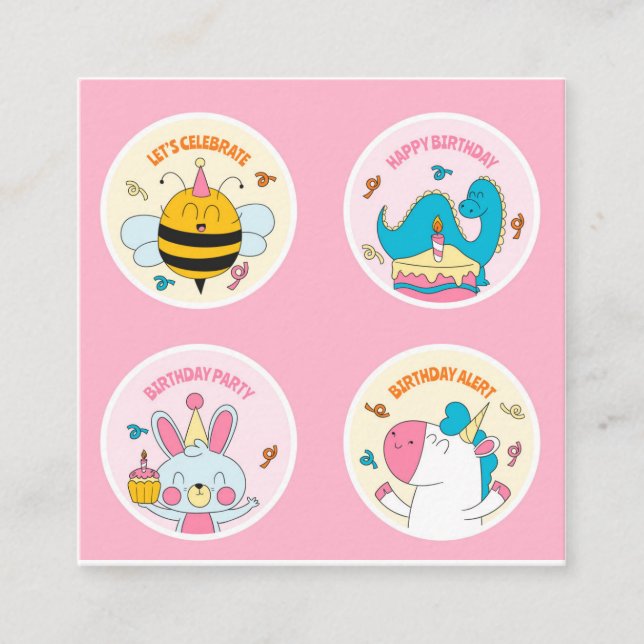 school stickers square business card (Front)