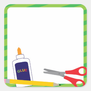 School Stickers with Crayons and Glue