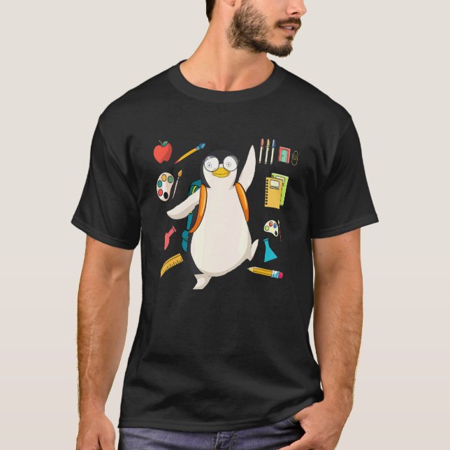 School Student Zoo Animal Bird  Antarctica Penguin T-Shirt (Front)